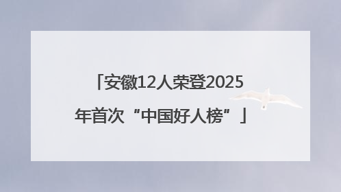 安徽12人荣登2025年首次“中国好人榜”